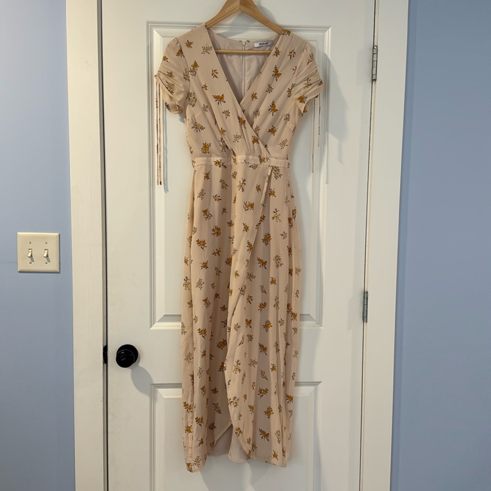 Madewell maxi dress in creamy blush with orange and yellow flowers. Size medium